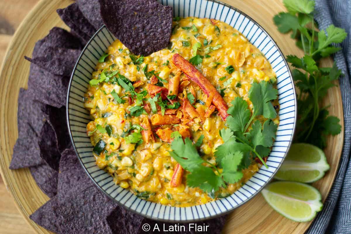 Creamy Elote (Corn) Dip with Poblano Peppers | A Latin Flair