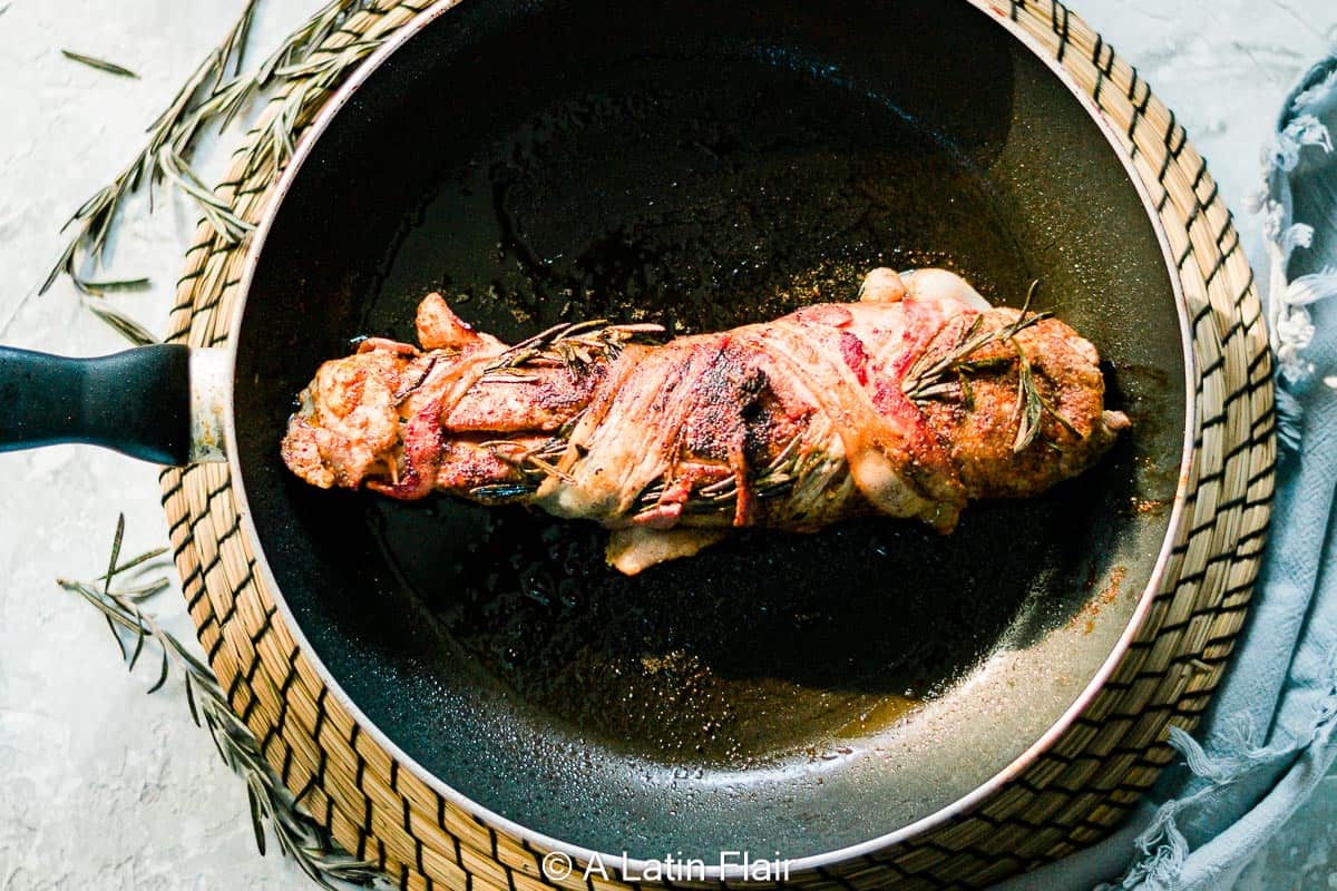 seared-Bacon-Wrapped-Pork-Tenderloin-in-skillet