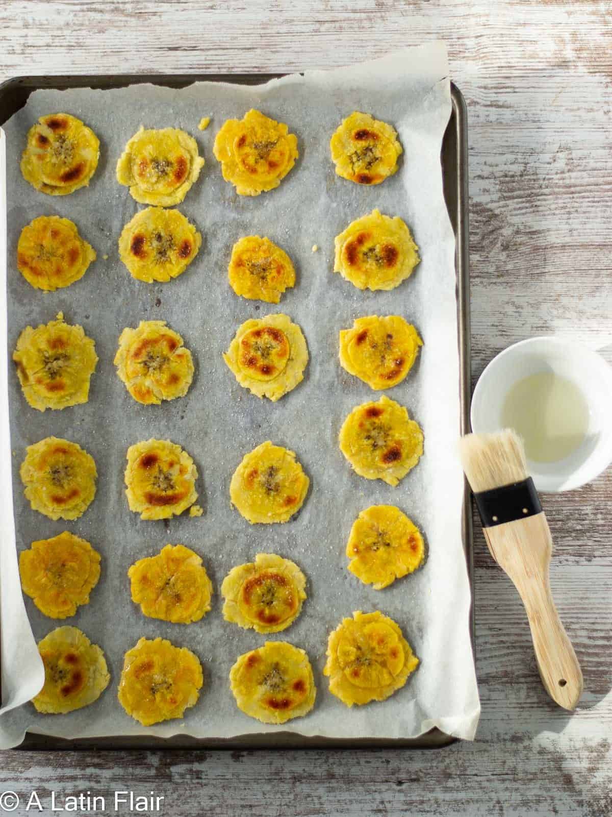 Oven Baked Tostones (Crispy Baked Green Plantains) | A Latin Flair