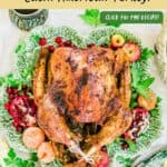 Pavochon puerto rican turkey UNIQUE THANKSGIVING RECIPES on a green platter