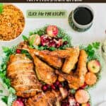 cut up pavochon turkey on green platter (Receta De Pavochon )