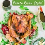 unique thanksgiving turkey recipes puerto rican style (pavochon on green platter)