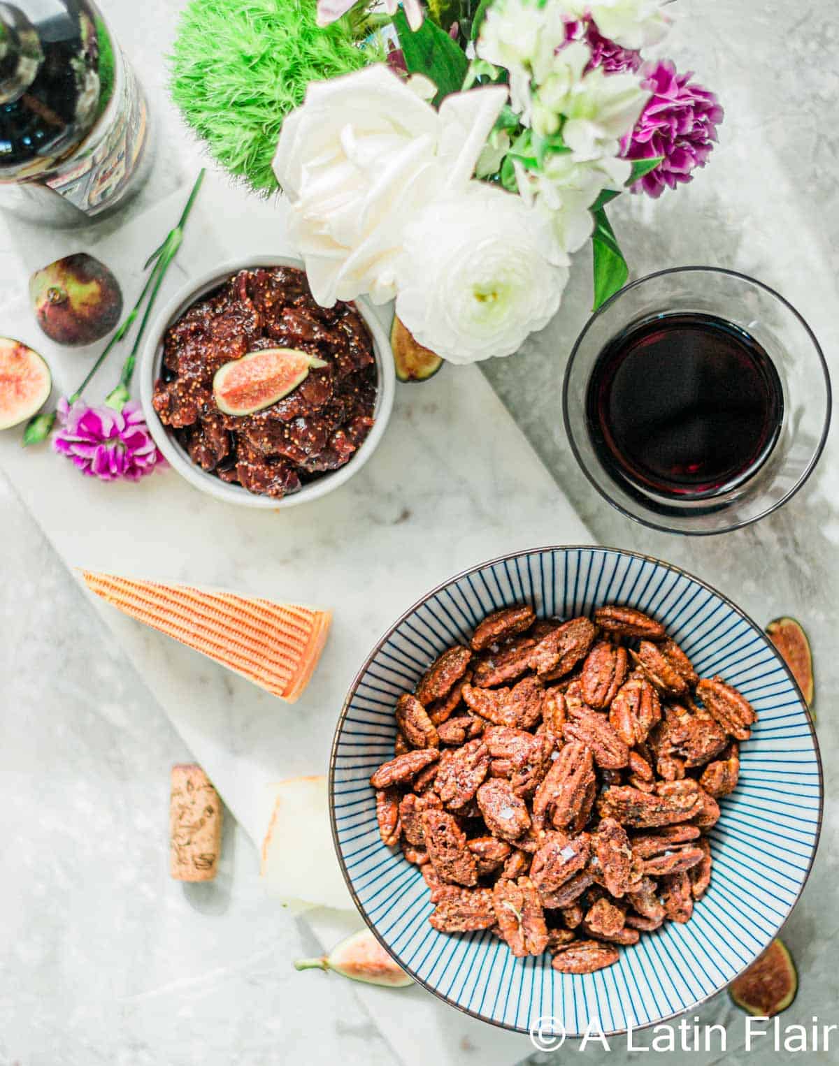 Sweet-and-Spicy-Pecans-with-chipotle-Candied Nuts-in-blue-bowl-7