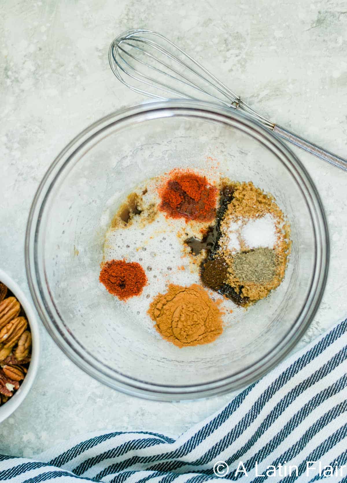 mixing-ingredients-for-Sweet-and-Spicy-Pecans-with-chipotle-Candied Nuts-4