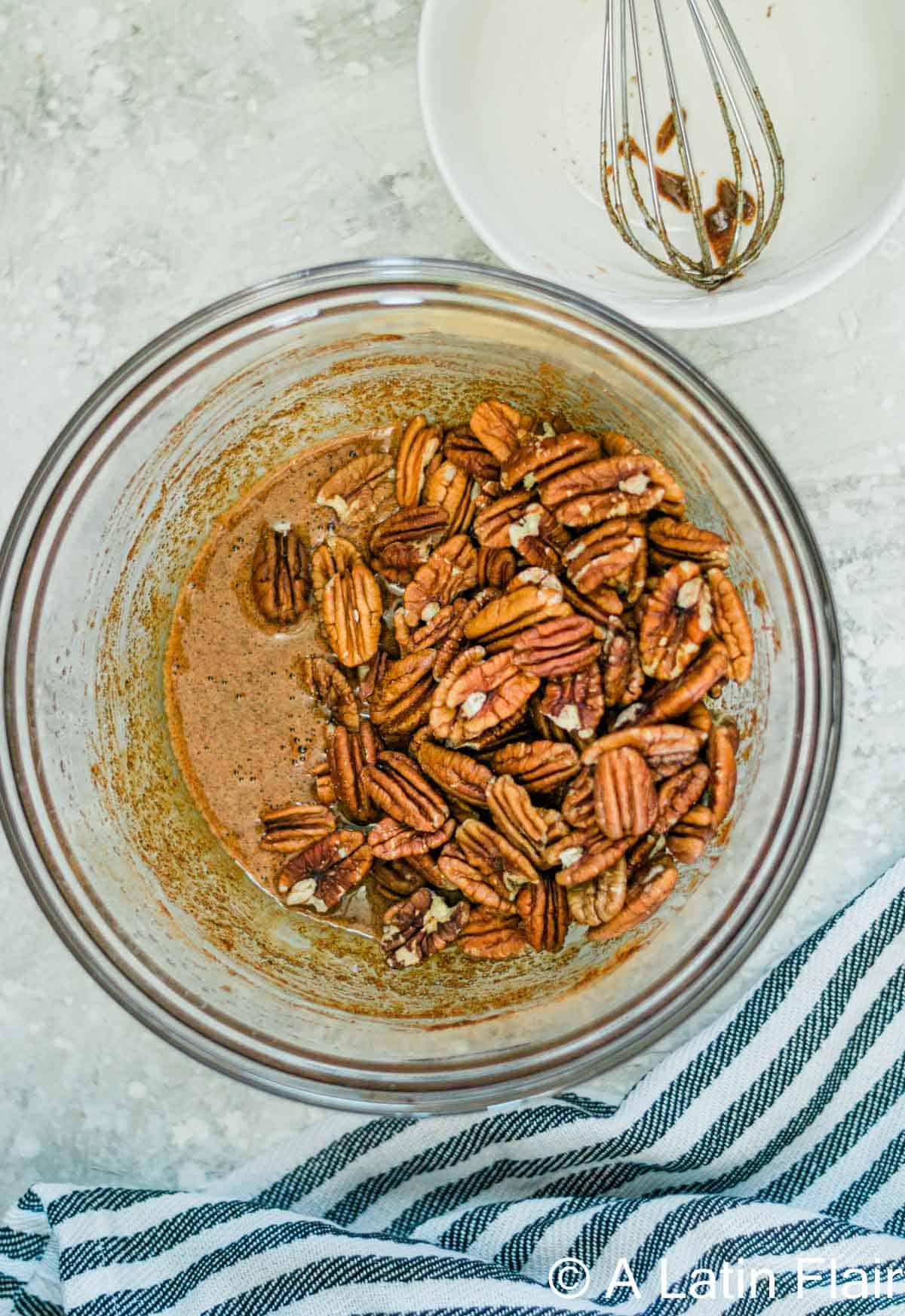 mixing-ingredients-for-Sweet-and-Spicy-Pecans-with-chipotle-Candied Nuts-5
