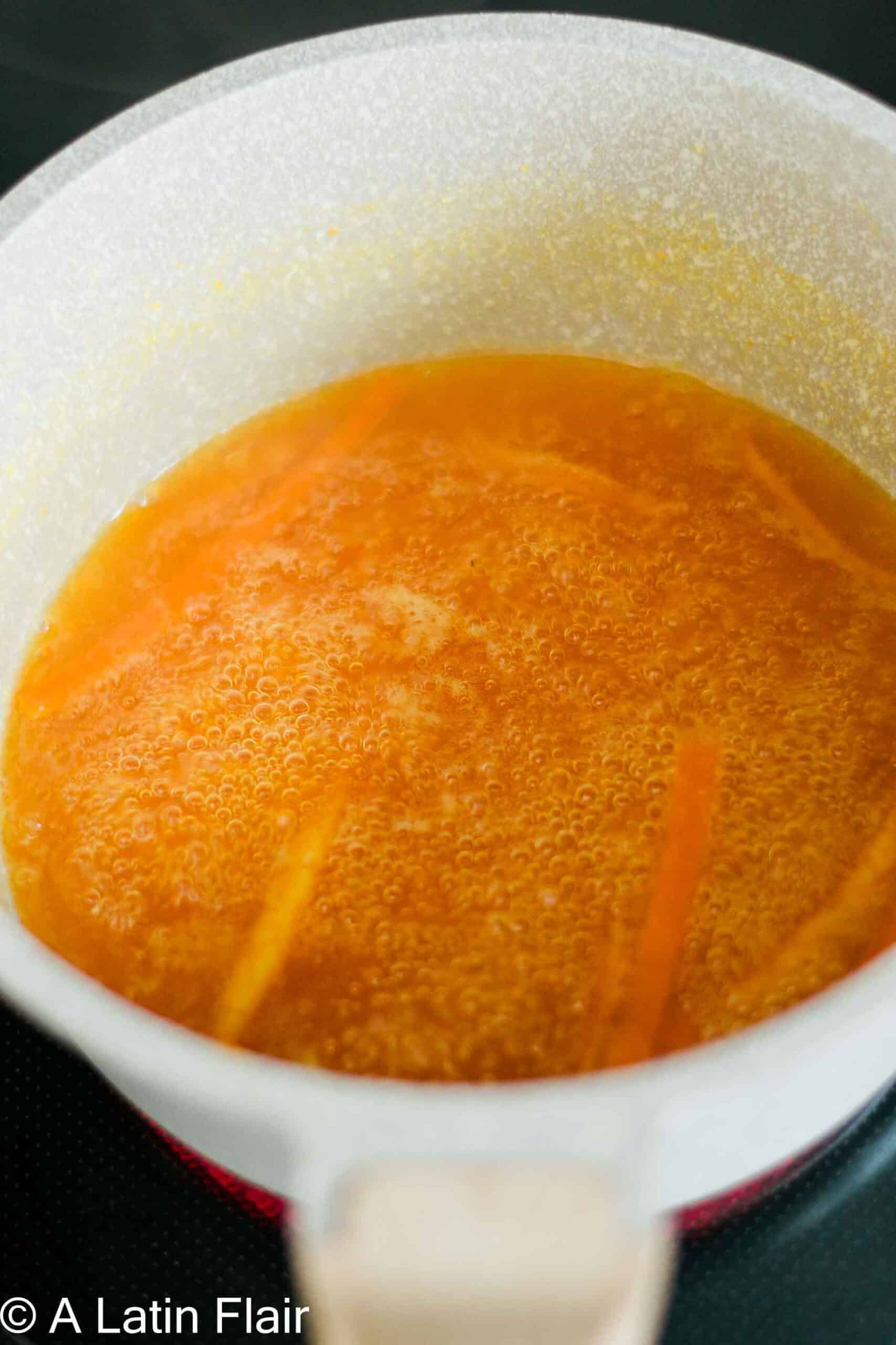 cooking orange syrup ingredients for orange Flan de Queso Recipe