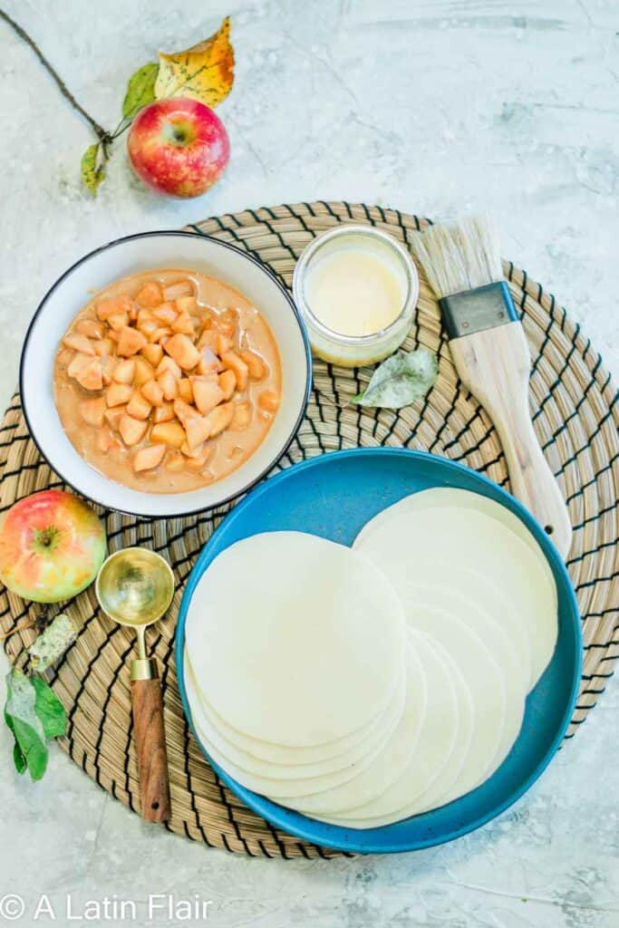 Ingredients for Dulce de Leche and Apple Empanadas 