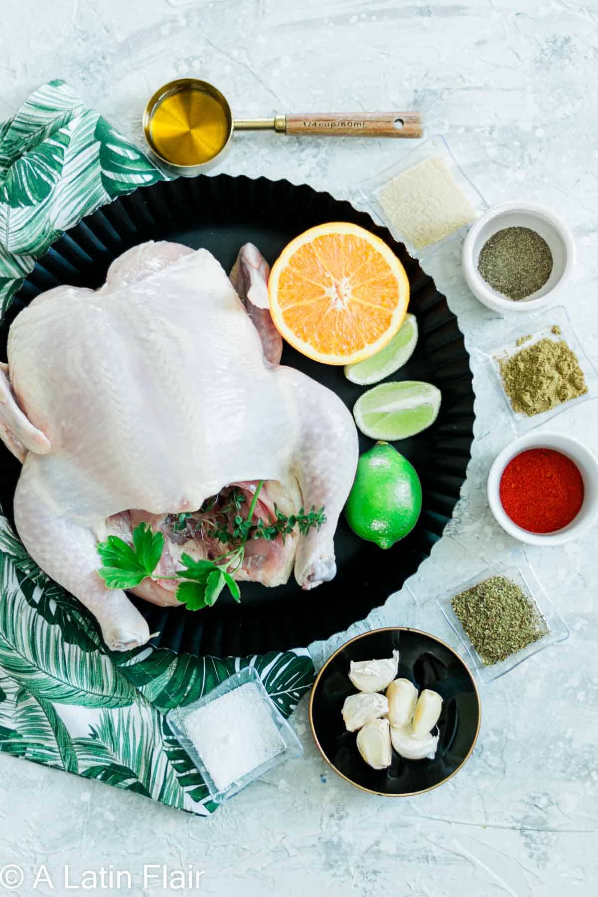 Ingredients for Pollo en el Air fryer (cuban pollo asado)