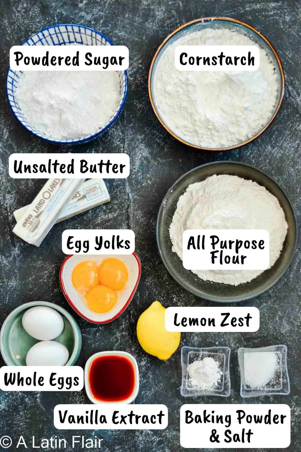 Ingredients for heart shaped Dulce de Leche Cookie Recipe