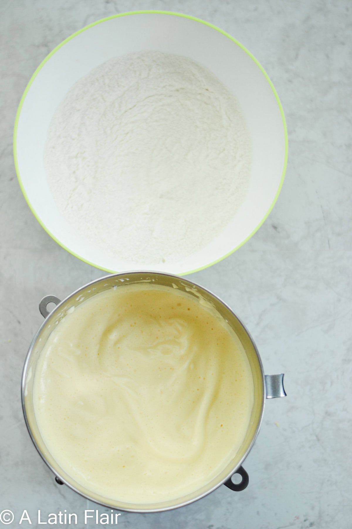 whipped ingredients for Tres Leches cake batter