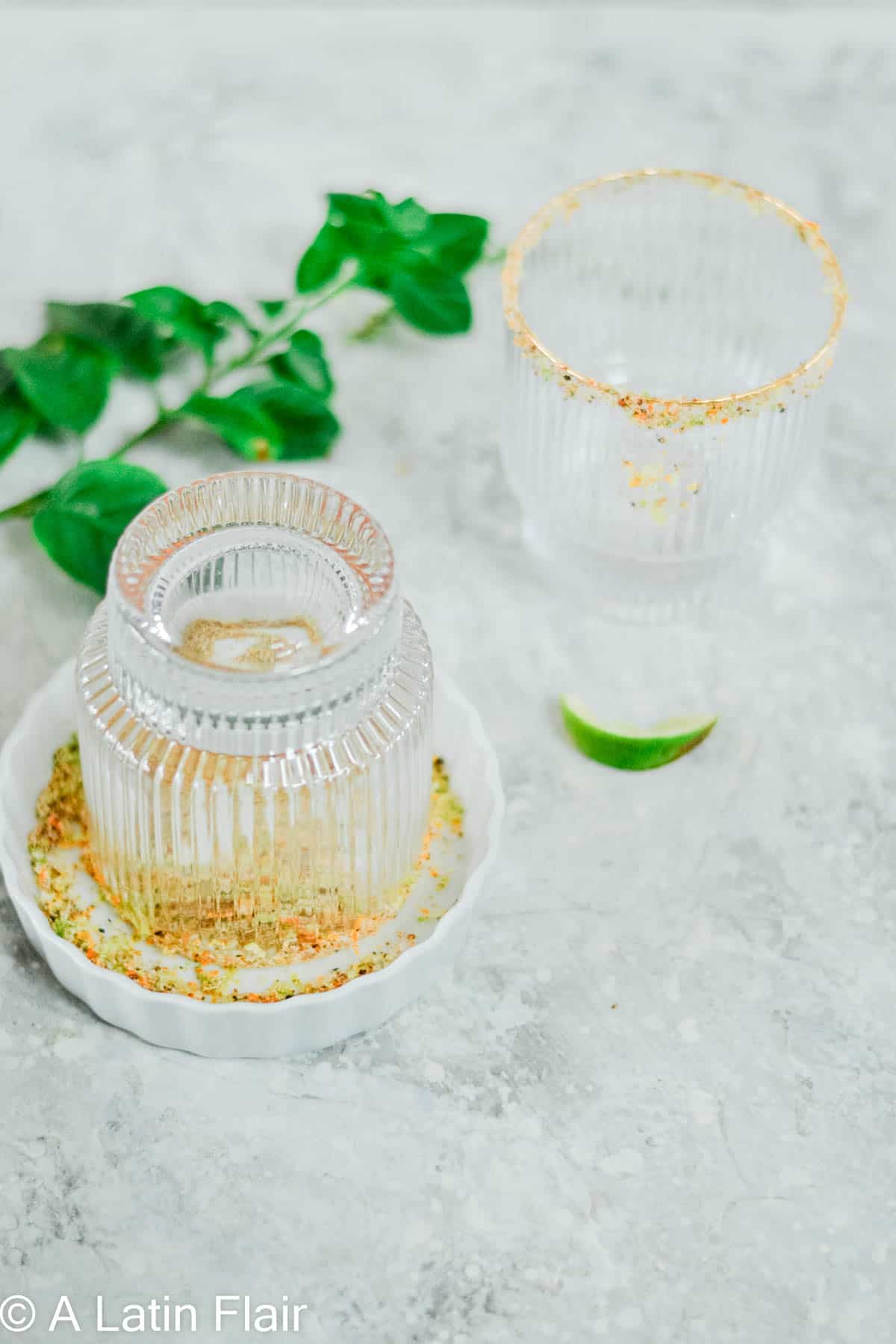 salting rim of your glass for aperol margarita