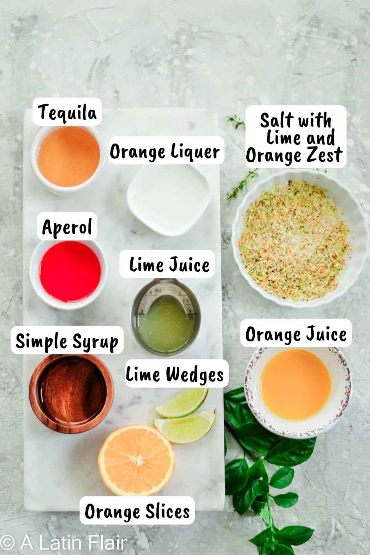 Ingredients for Aperol Margarita Cocktail Recipe