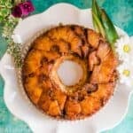 Cuban Rum Cake on a white cake stand