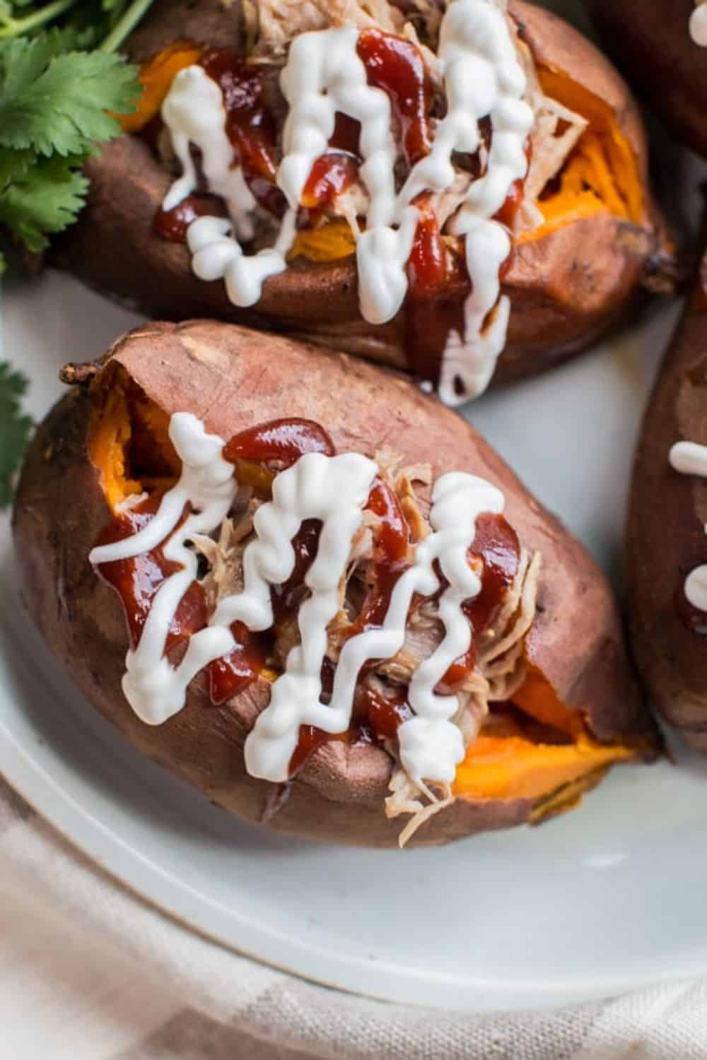 Slow Cooker Pulled Pork Stuffed Sweet Potatoes