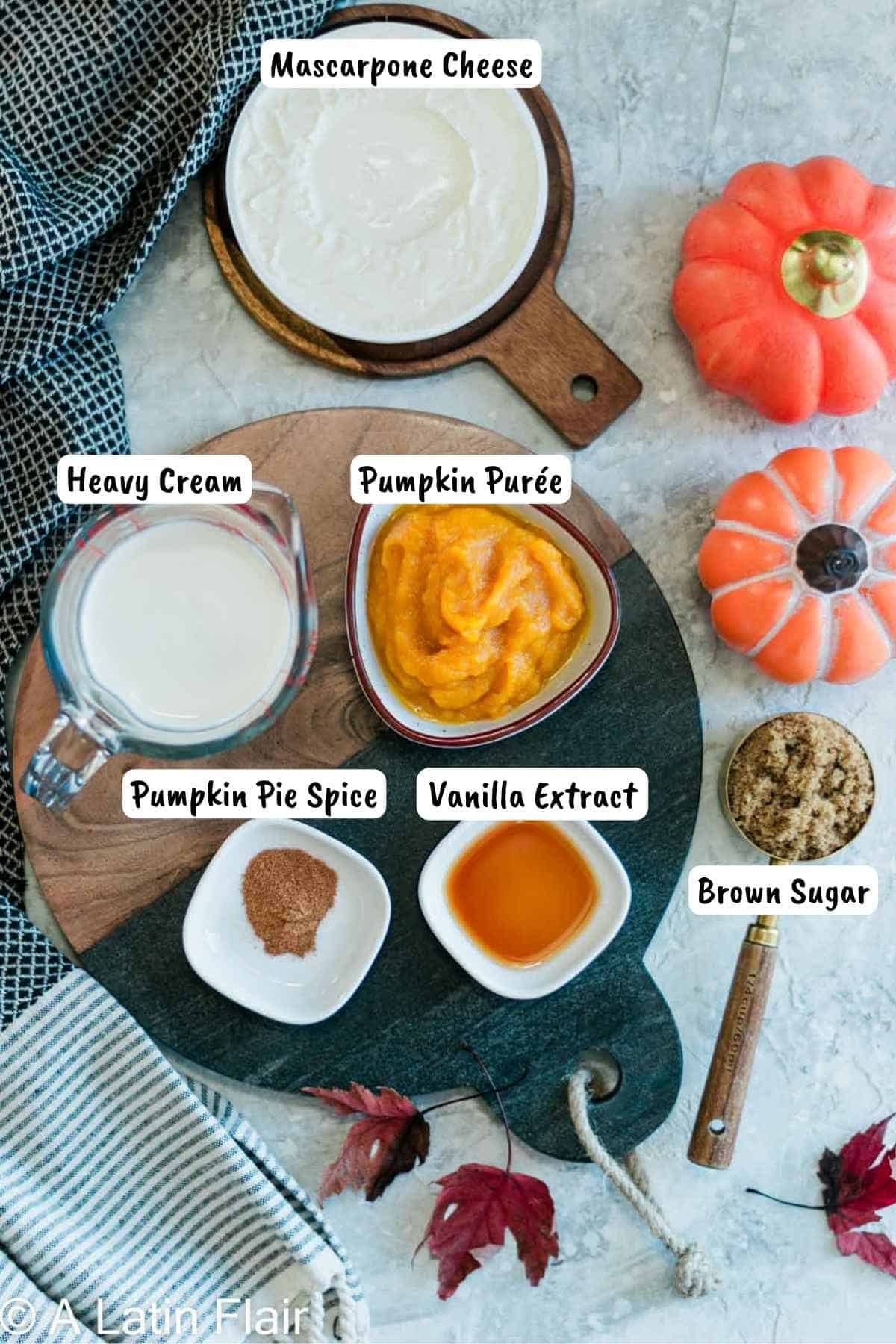 pumpkin tiramisu ingredients for cream mixture