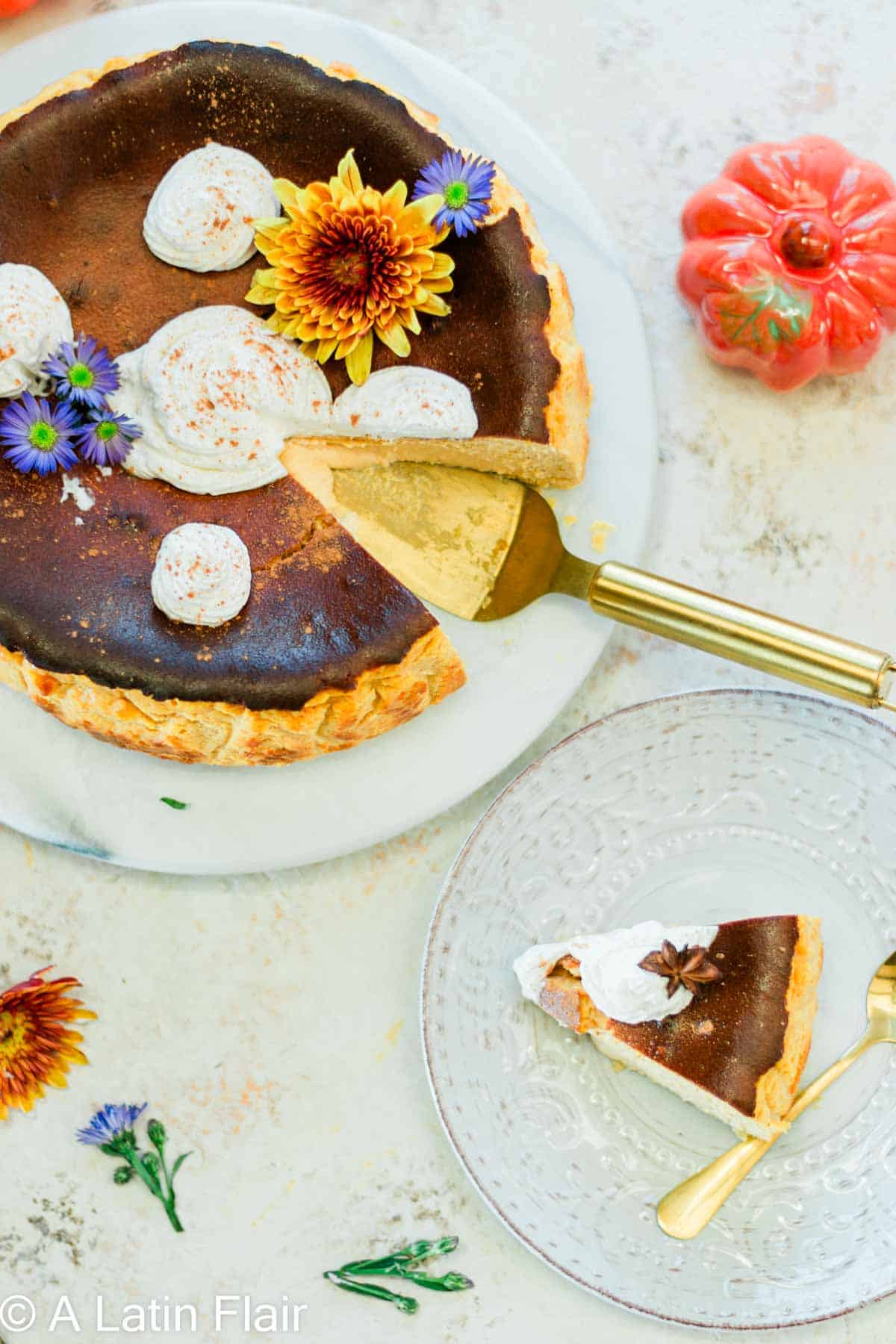 burnt basque cheesecake served