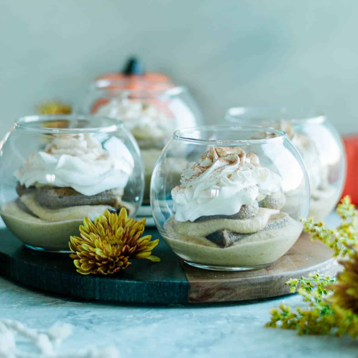 pumpkin tiramisu in glass cups