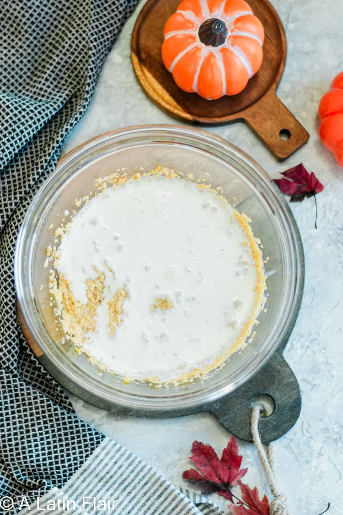 mixing pumpkin tiramisu ingredients
