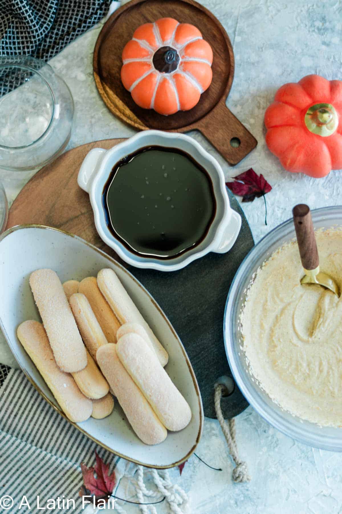 tiramisu ingredients ready for assembly