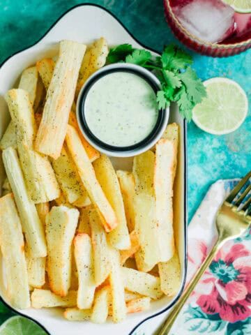 Yuca fries made in the air fryer.