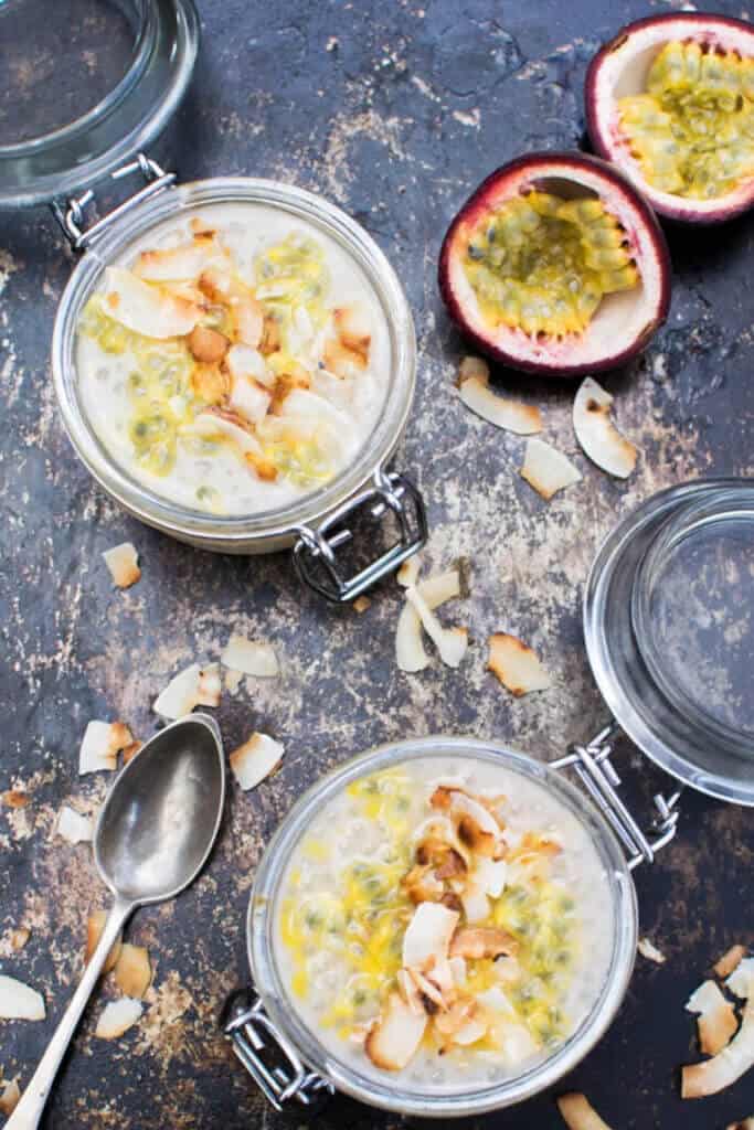 Coconut passion fruit tapioca pudding.