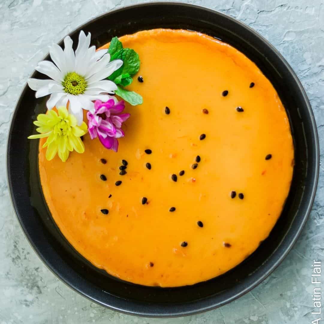 Easy passion fruit flan.