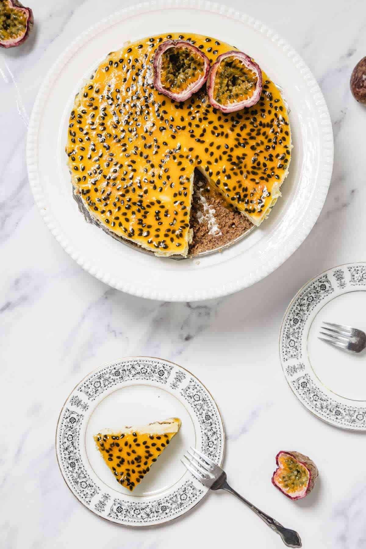 Passion fruit cheesecake.