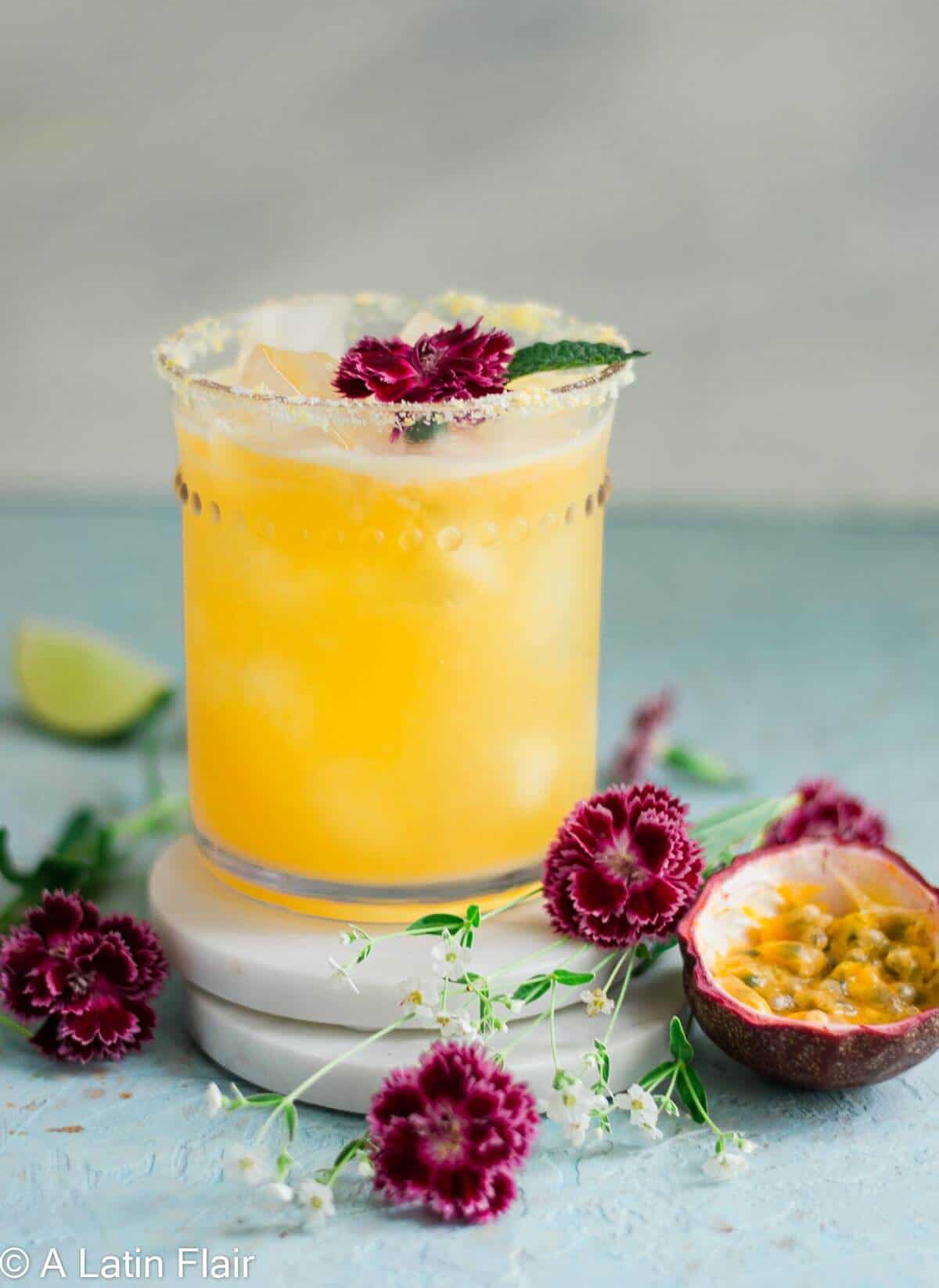 Skinny passion fruit margarita.