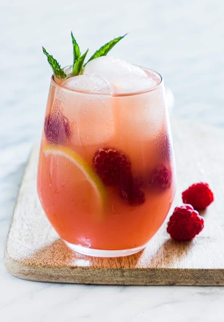 Raspberry vodka lemonade cocktail.