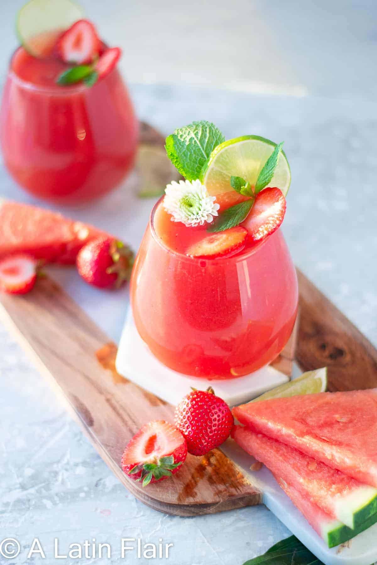 Strawberry watermelon rose sangria.